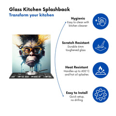 Monkey With Glasses Splashart Kitchen Splashback