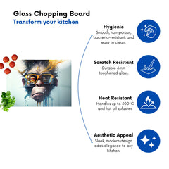 Monkey With Glasses Splashart Glass Chopping Board