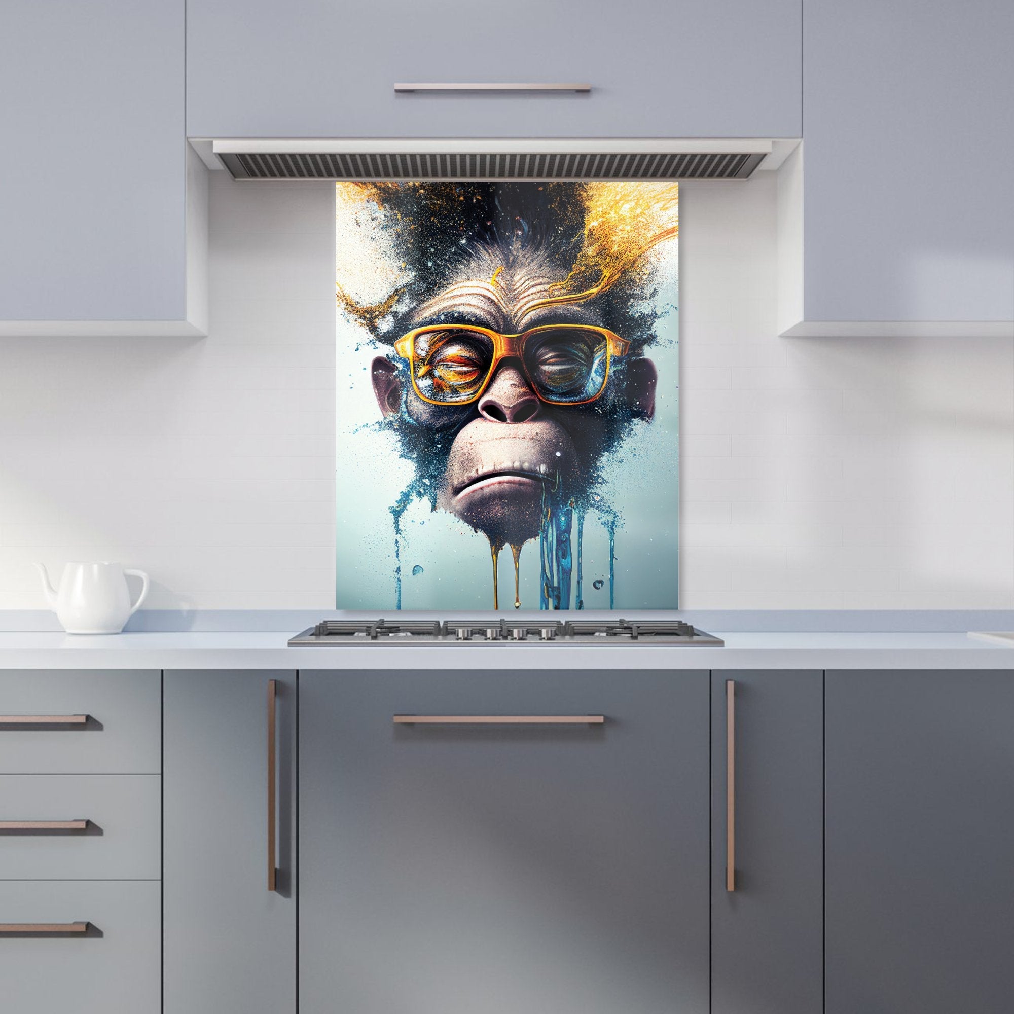 Monkey With Glasses Splashart Kitchen Splashback