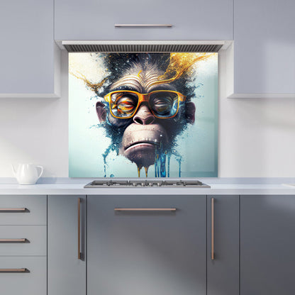 Monkey With Glasses Splashart Kitchen Splashback