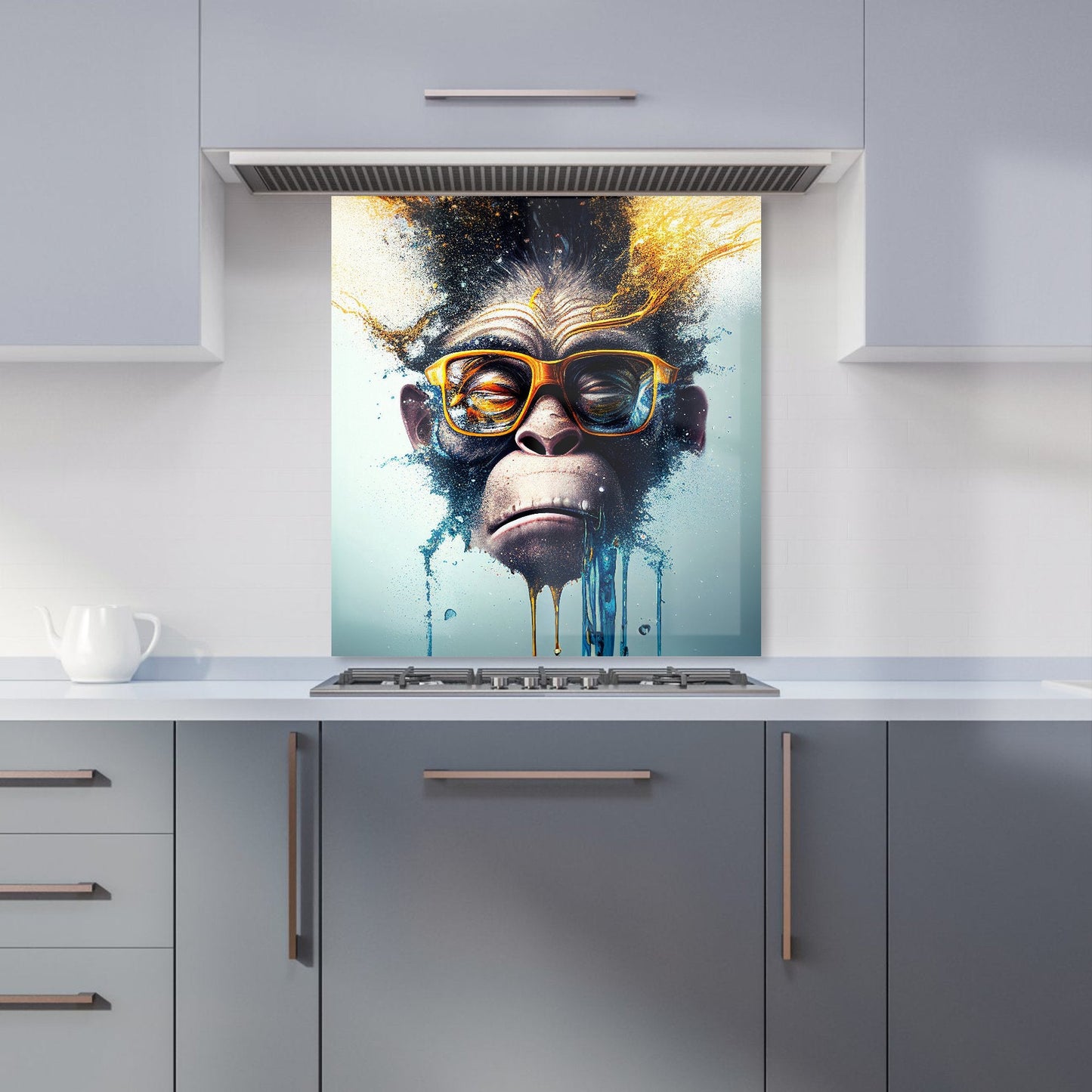 Monkey With Glasses Splashart Kitchen Splashback