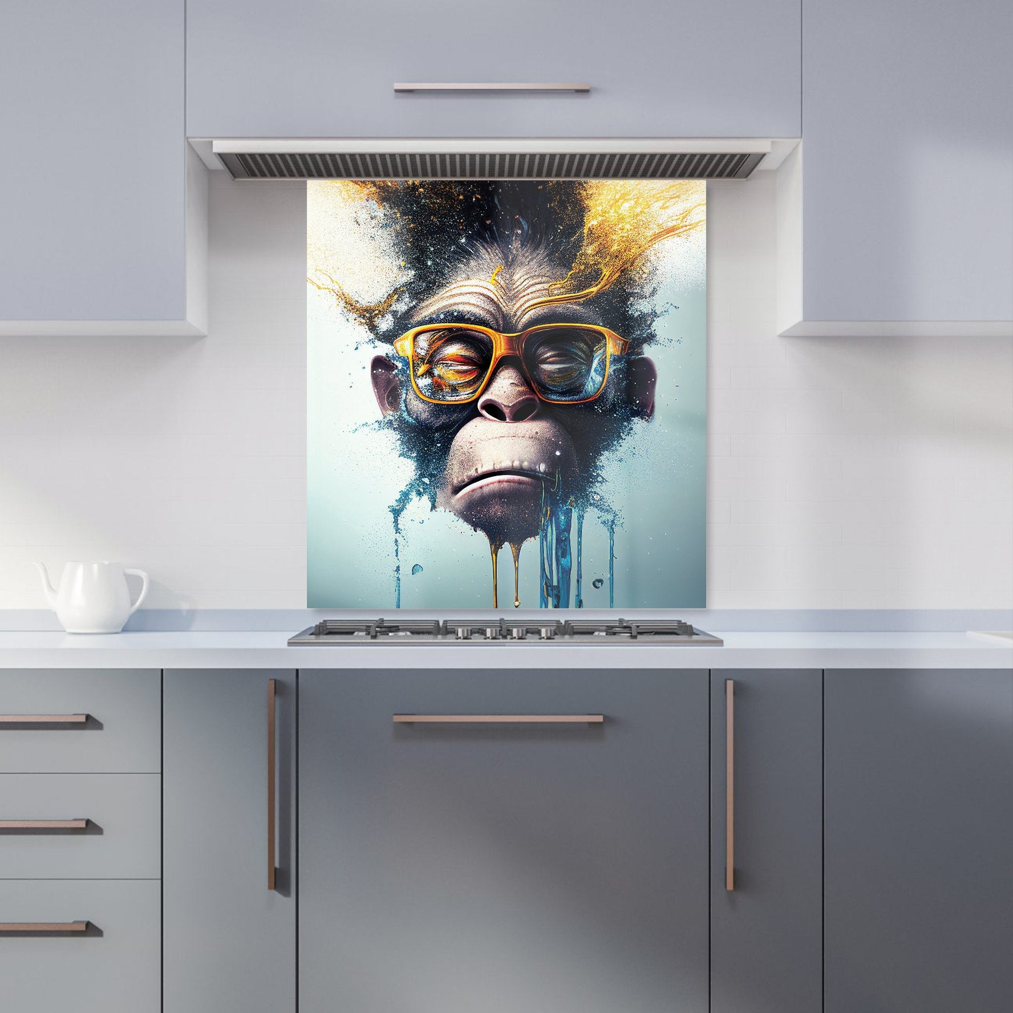 Monkey With Glasses Splashart Kitchen Splashback