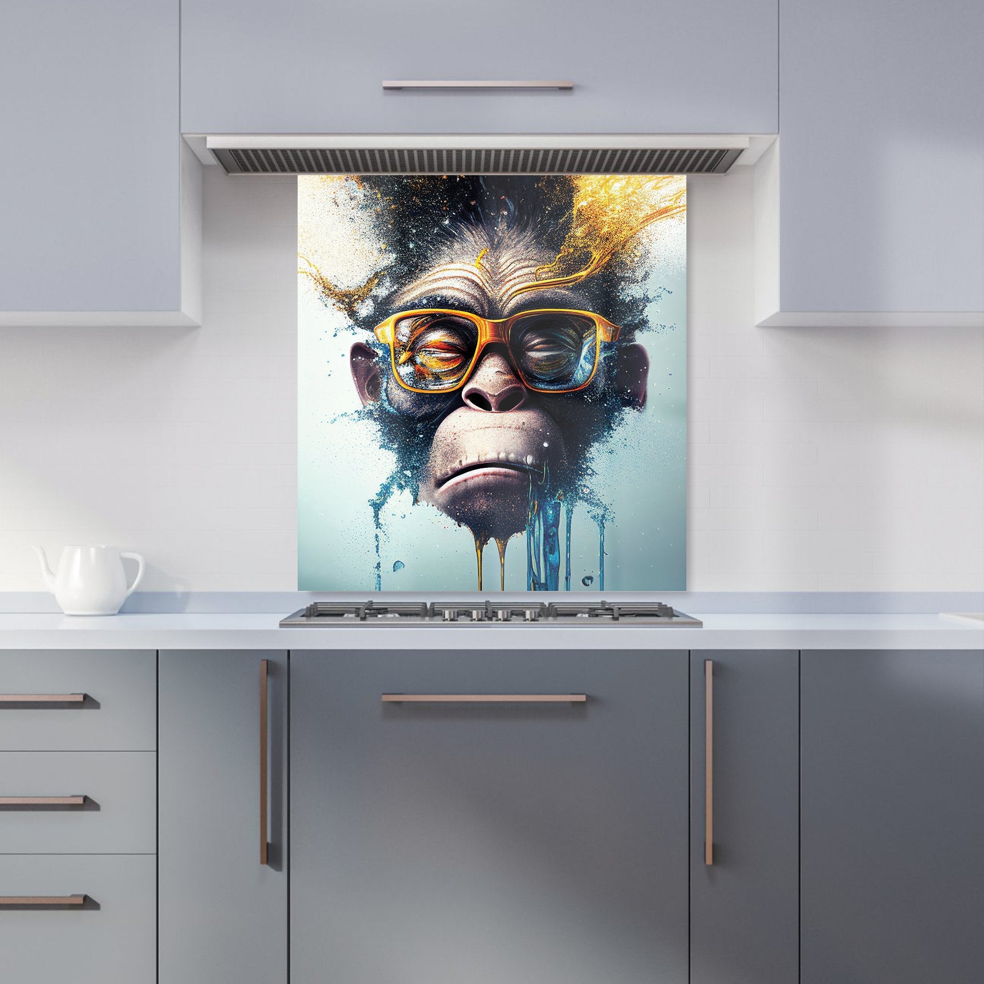 Monkey With Glasses Splashart Kitchen Splashback