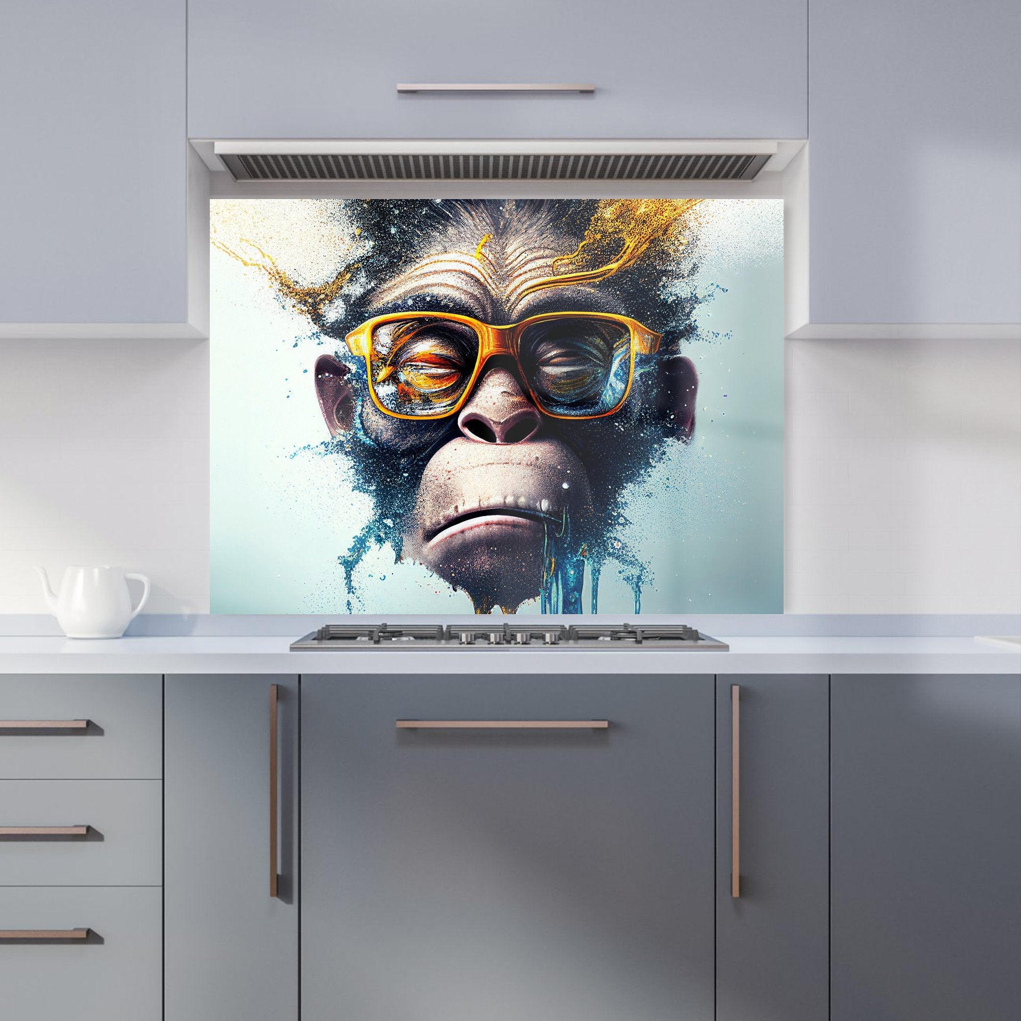 Monkey With Glasses Splashart Kitchen Splashback