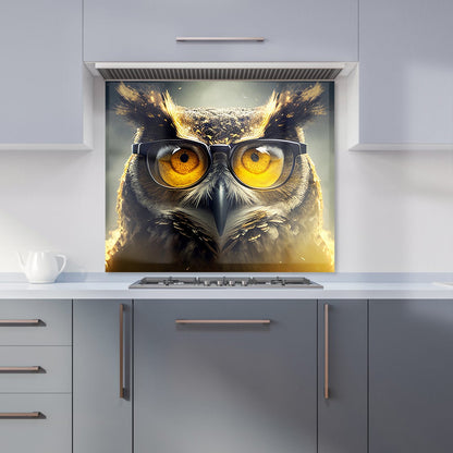 Owl With Glasses Splashart Kitchen Splashback