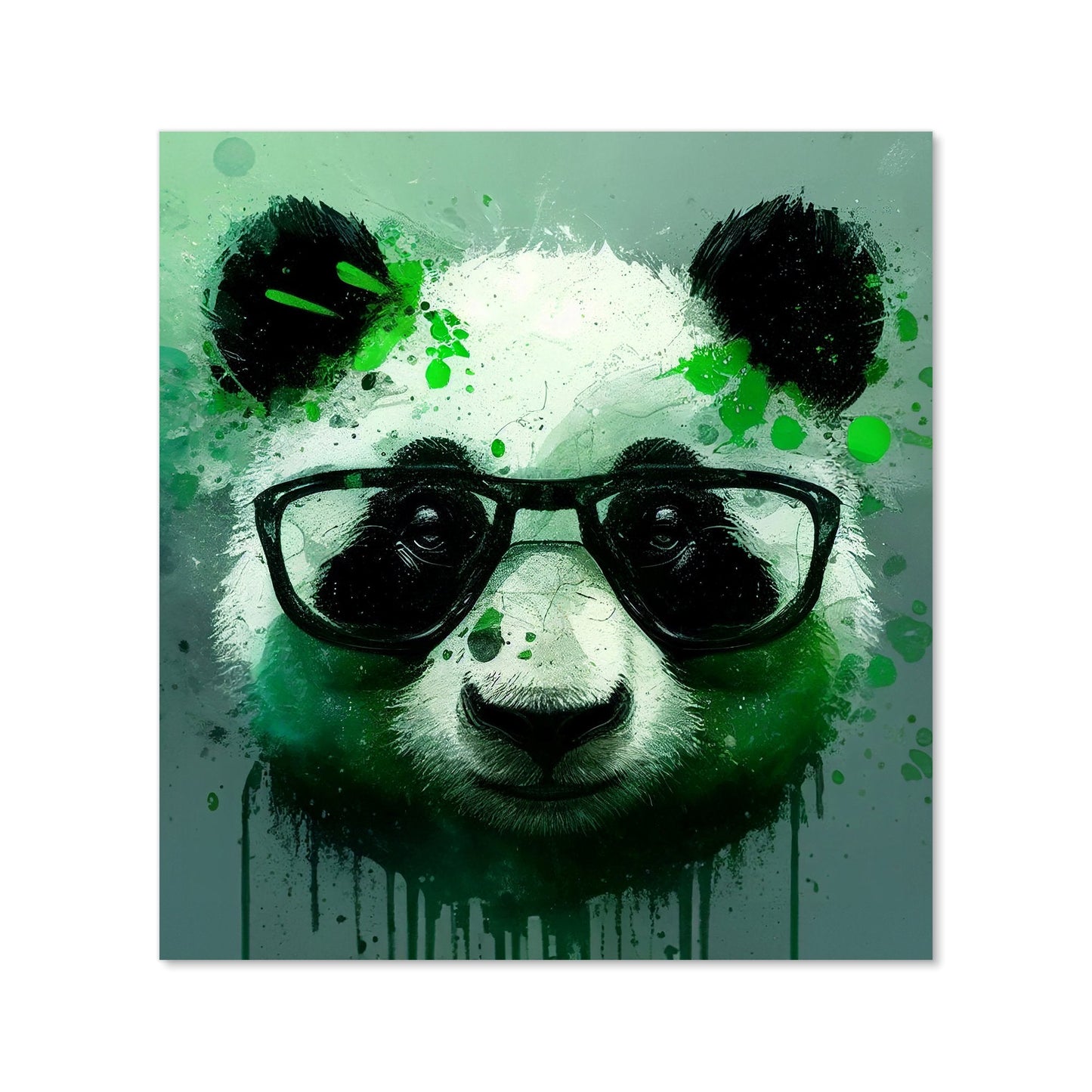 Panda With Glasses, Green Splashart Kitchen Splashback