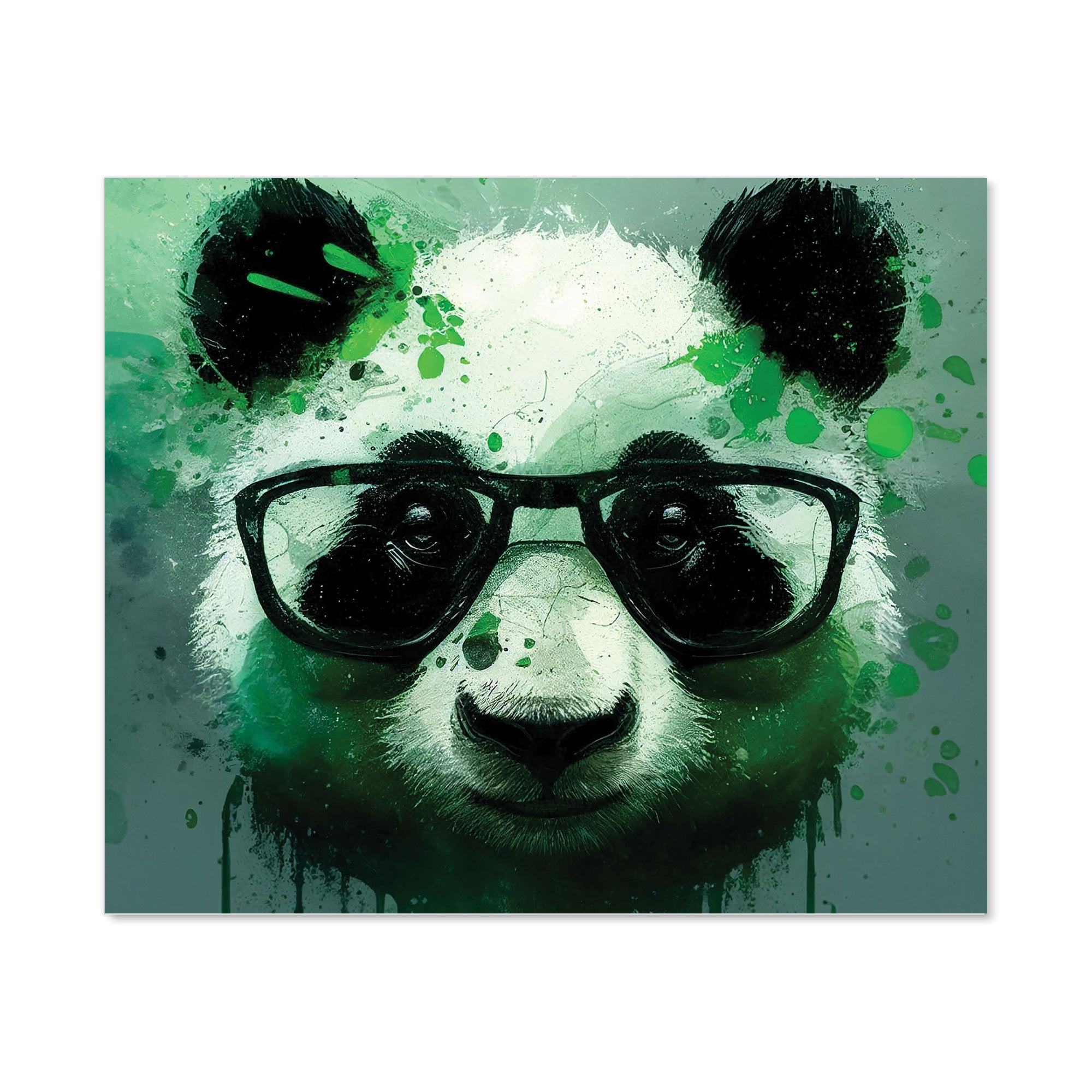 Panda With Glasses, Green Splashart Kitchen Splashback