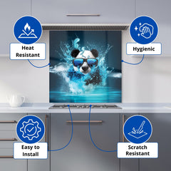 Panda With Glasses Splashart Water Kitchen Splashback