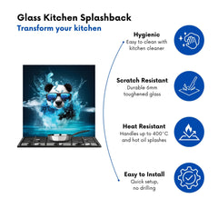 Panda With Glasses Splashart Water Kitchen Splashback