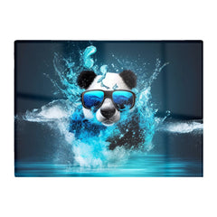 Panda With Glasses Splashart Water Glass Chopping Board