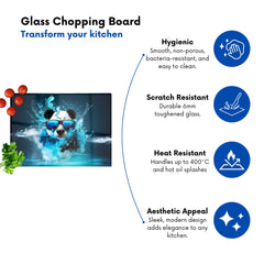Panda With Glasses Splashart Water Glass Chopping Board