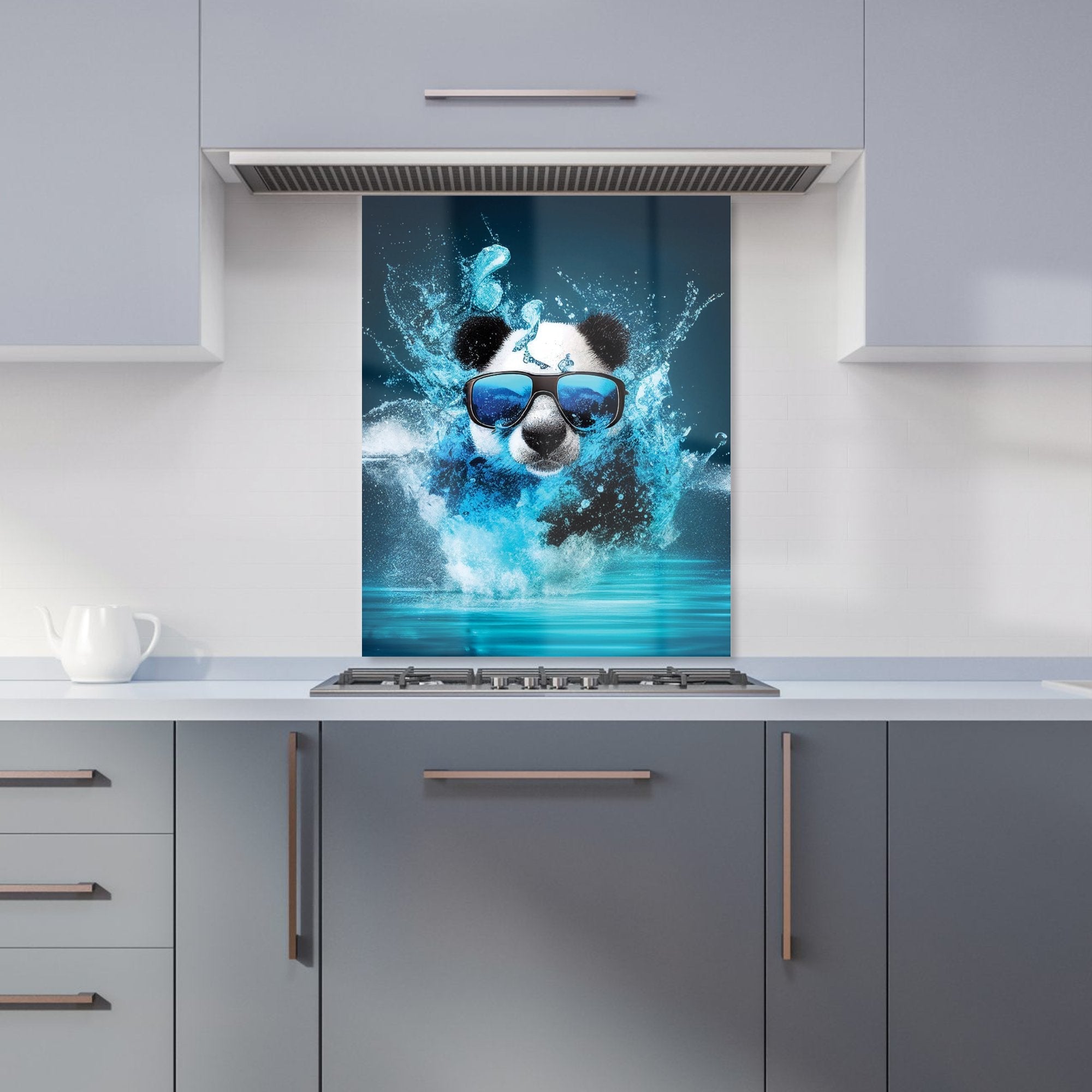 Panda With Glasses Splashart Water Kitchen Splashback
