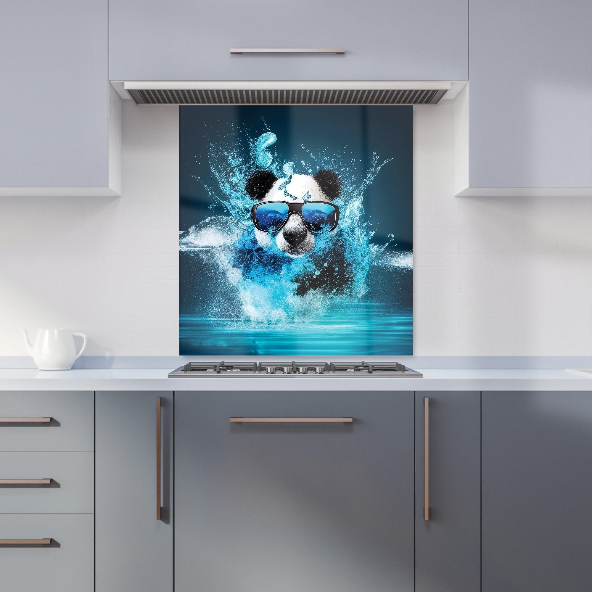 Panda With Glasses Splashart Water Kitchen Splashback