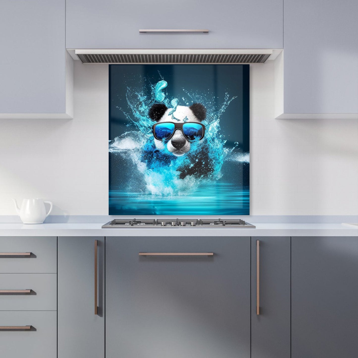 Panda With Glasses Splashart Water Kitchen Splashback