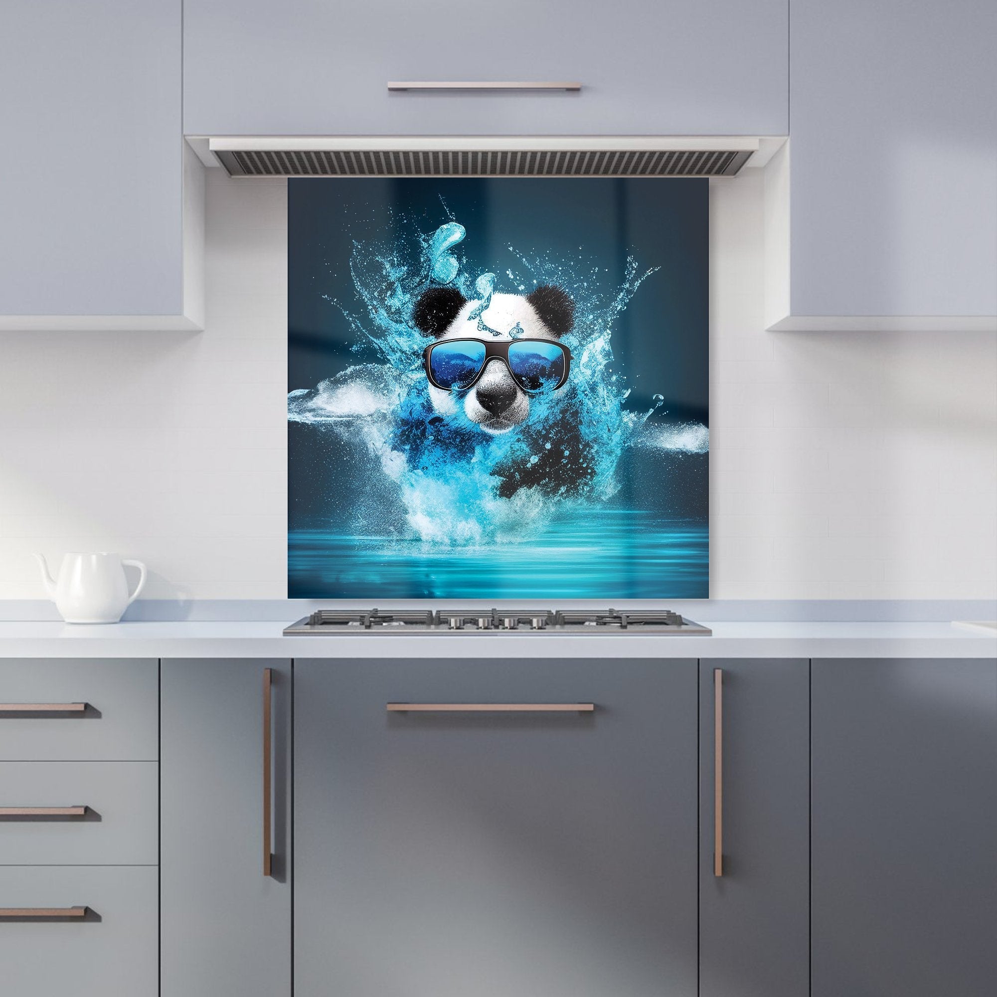 Panda With Glasses Splashart Water Kitchen Splashback