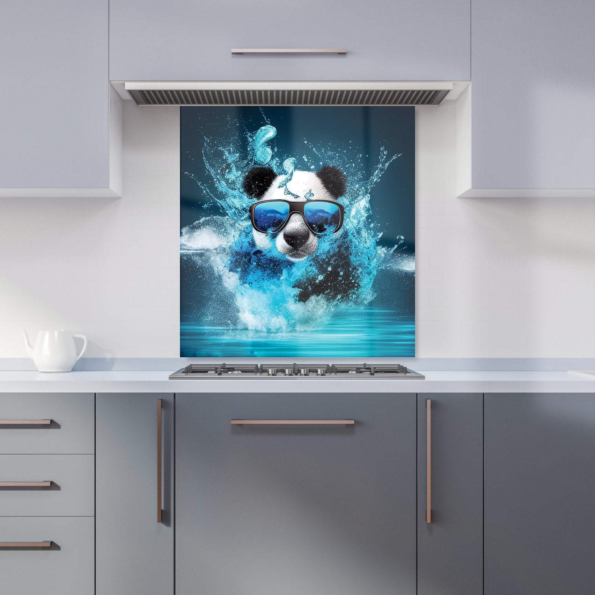 Panda With Glasses Splashart Water Kitchen Splashback