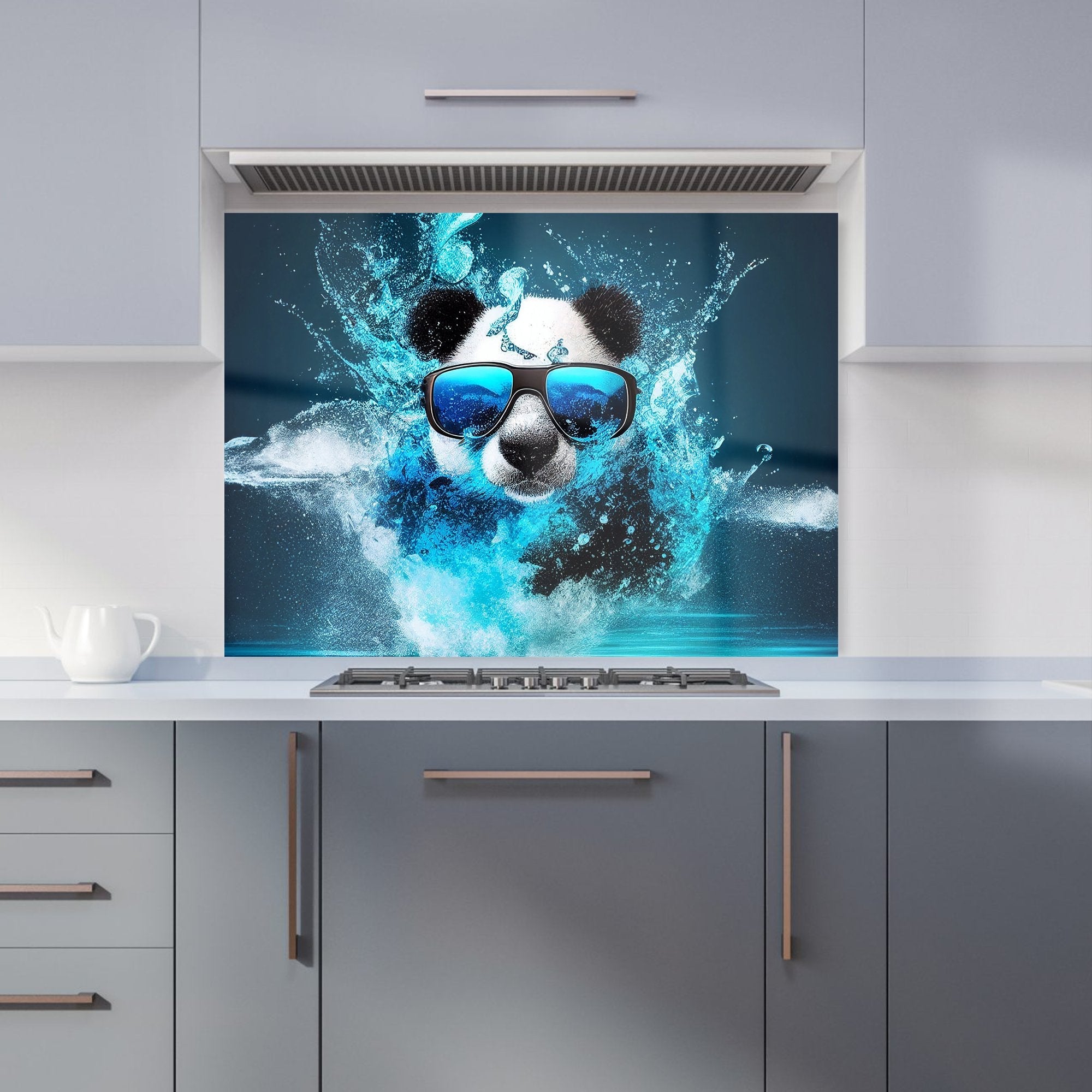 Panda With Glasses Splashart Water Kitchen Splashback