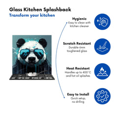 Panda With Blue Glasses Splashart Kitchen Splashback