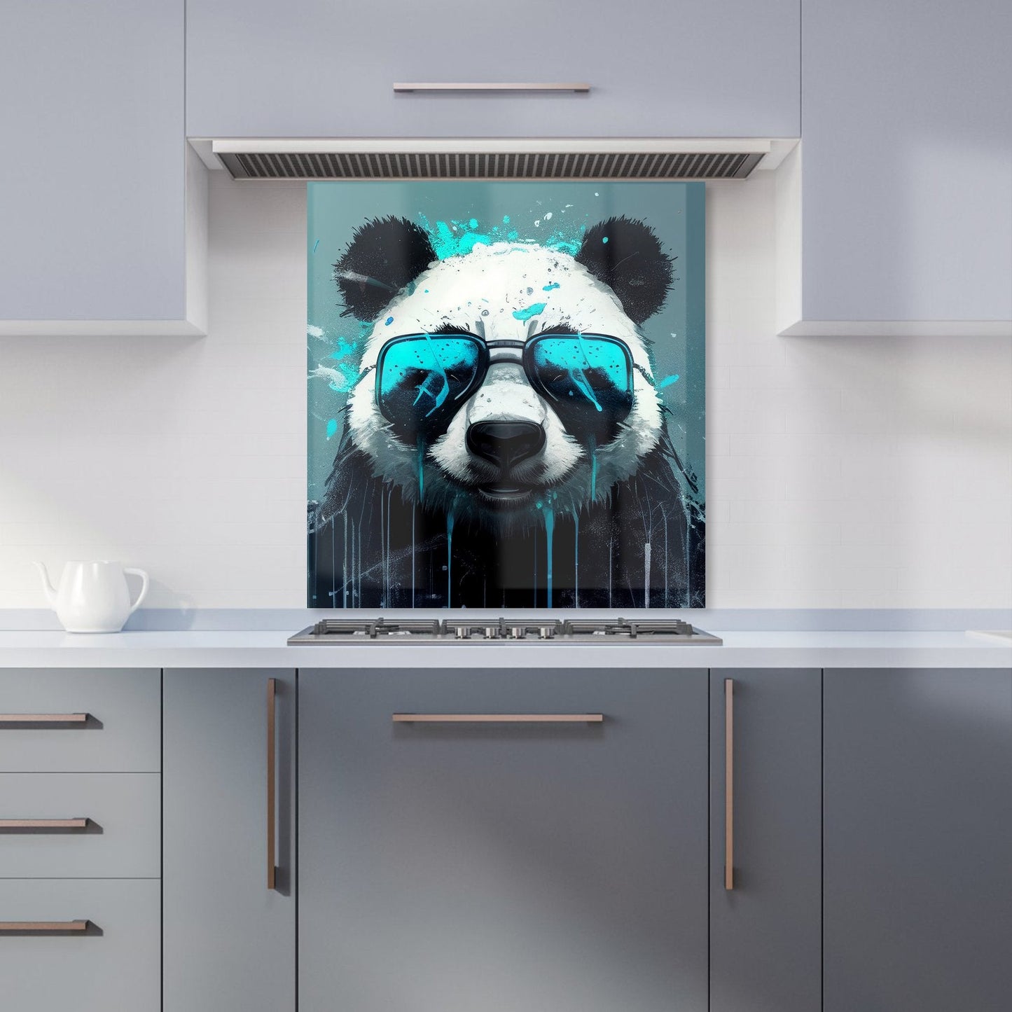 Panda With Blue Glasses Splashart Kitchen Splashback