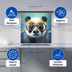Panda With Golden Glasses Splashart Kitchen Splashback