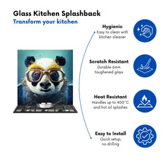 Panda With Golden Glasses Splashart Kitchen Splashback