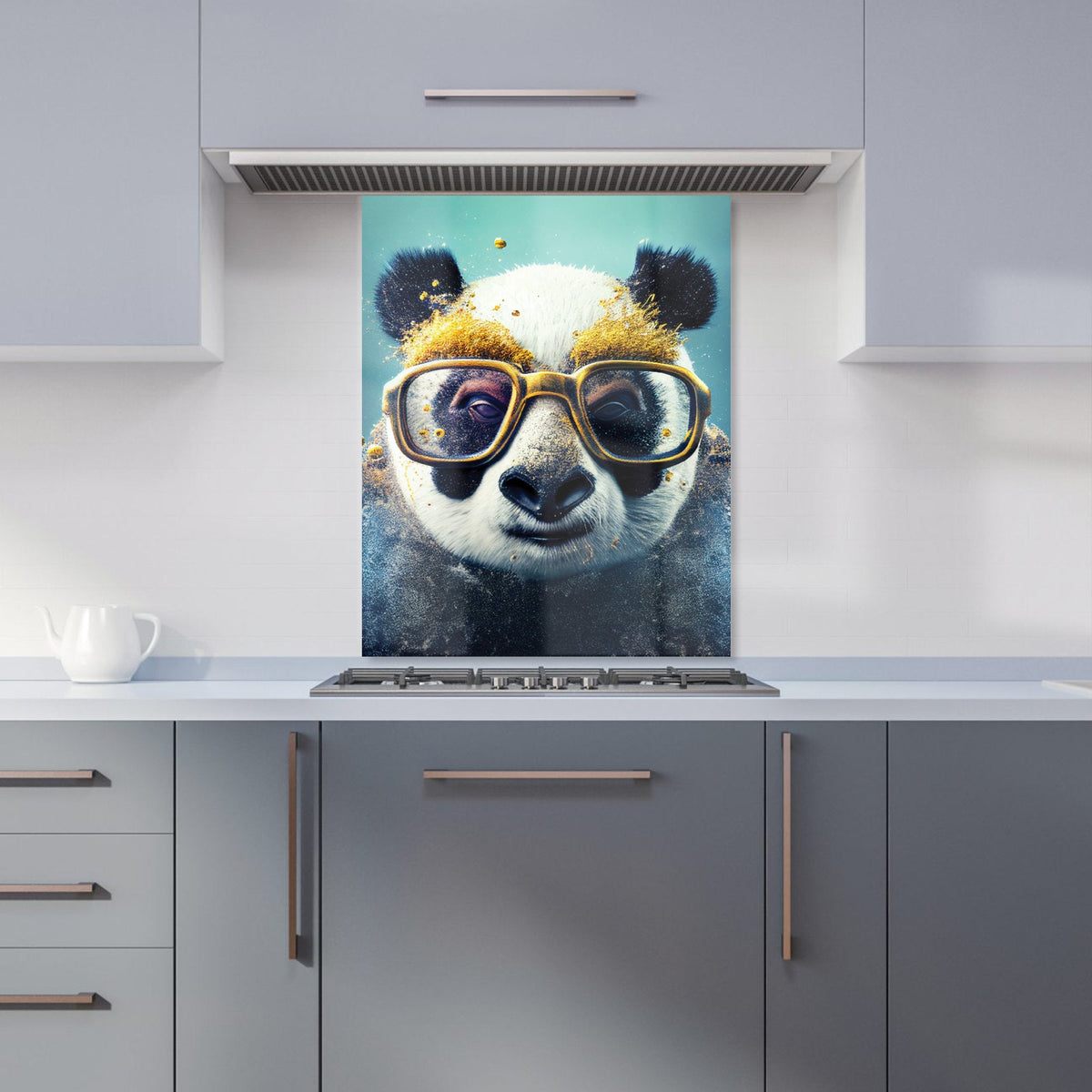 Panda With Golden Glasses Splashart Kitchen Splashback
