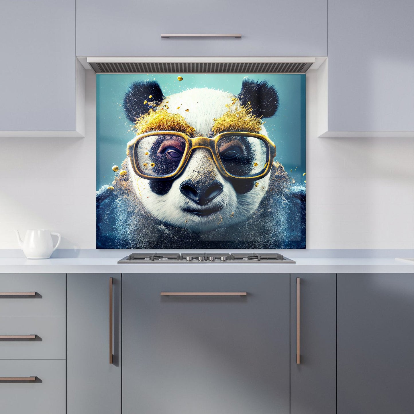 Panda With Golden Glasses Splashart Kitchen Splashback