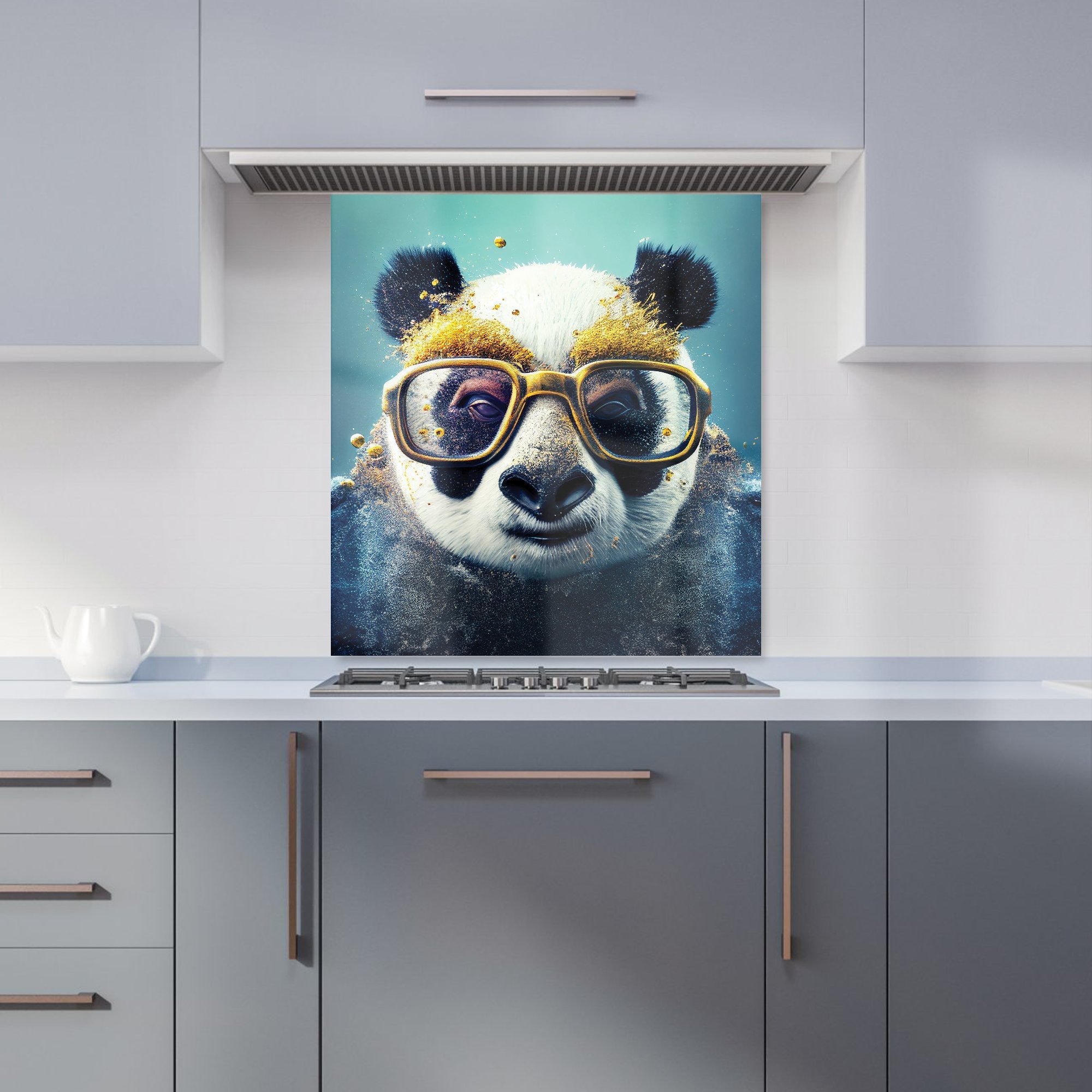 Panda With Golden Glasses Splashart Kitchen Splashback