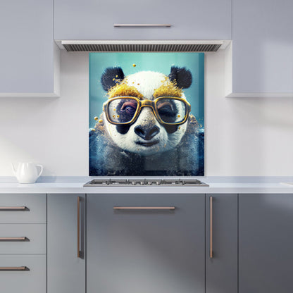 Panda With Golden Glasses Splashart Kitchen Splashback