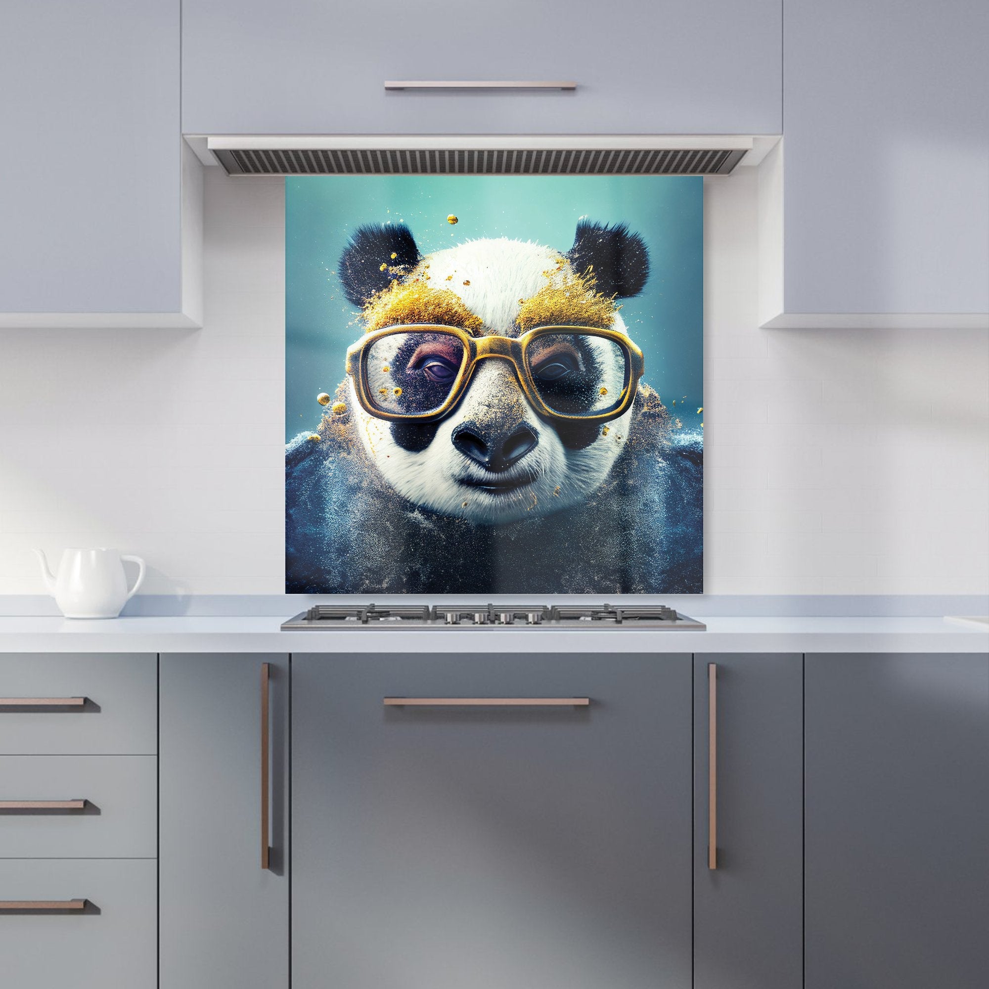 Panda With Golden Glasses Splashart Kitchen Splashback