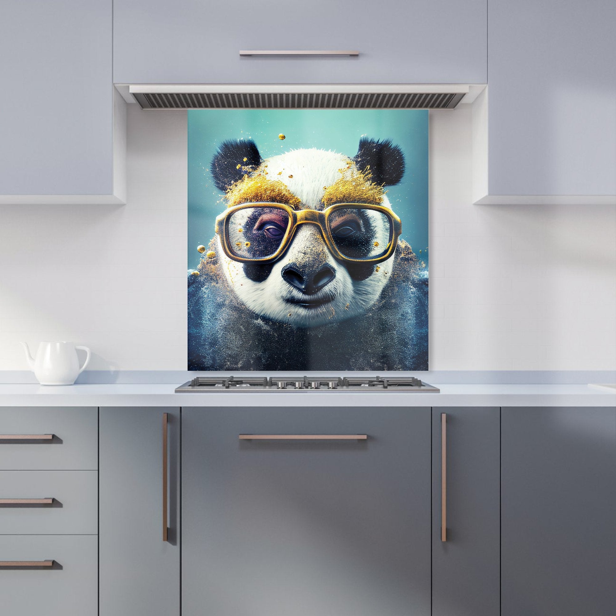 Panda With Golden Glasses Splashart Kitchen Splashback