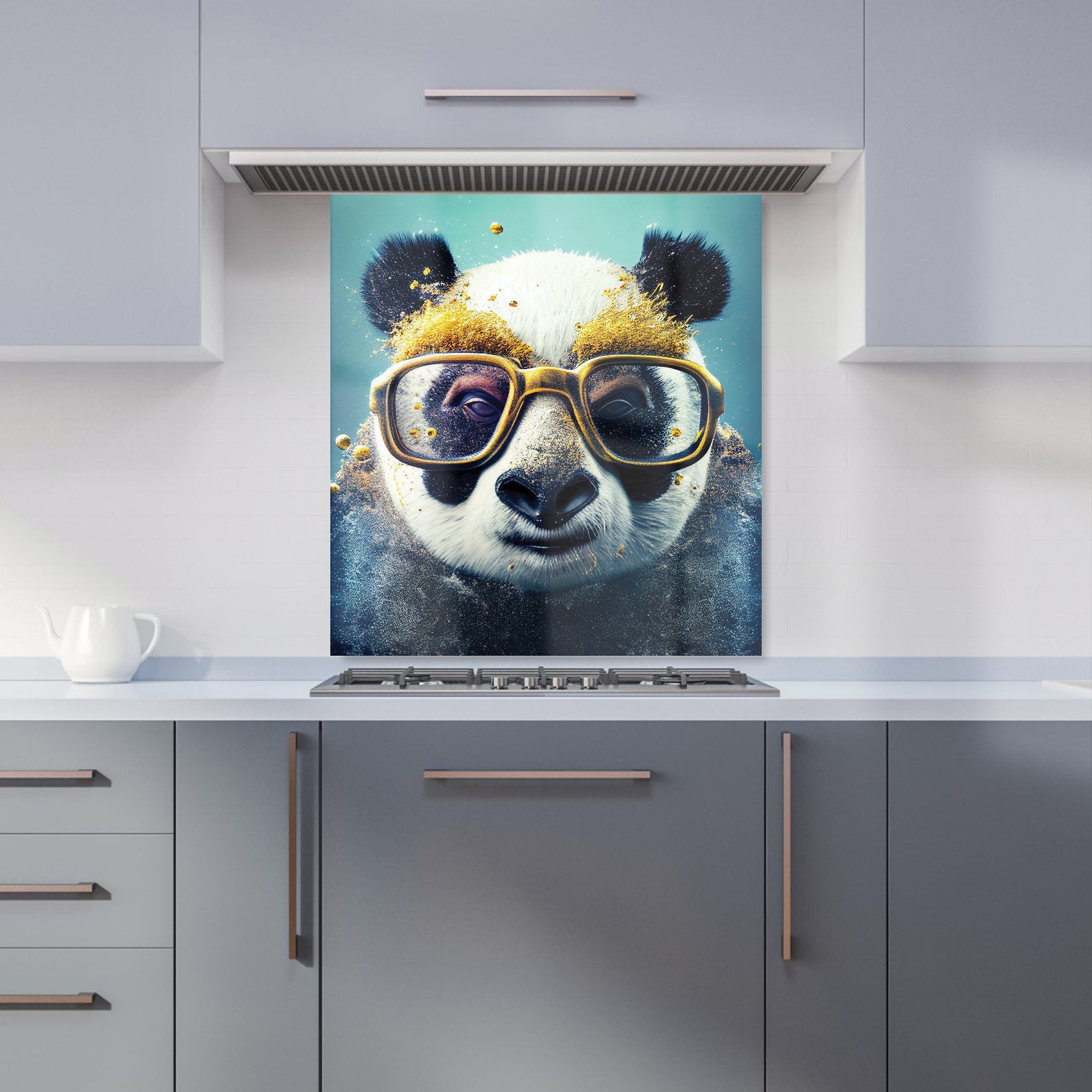 Panda With Golden Glasses Splashart Kitchen Splashback