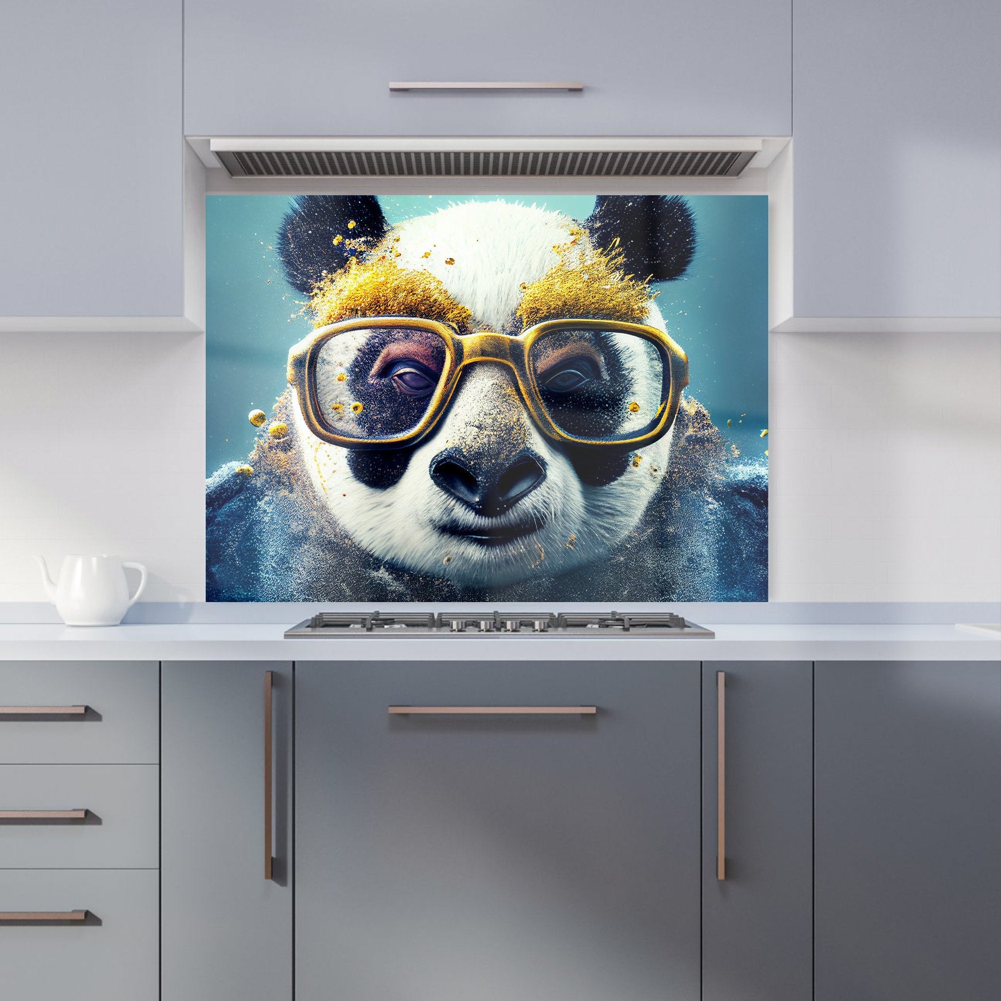 Panda With Golden Glasses Splashart Kitchen Splashback