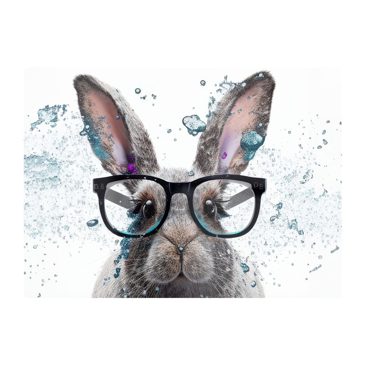 Rabbit With Glasses Splashart Glass Chopping Board