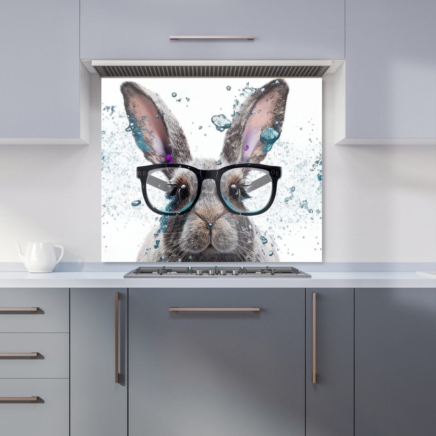 Rabbit With Glasses Splashart Kitchen Splashback