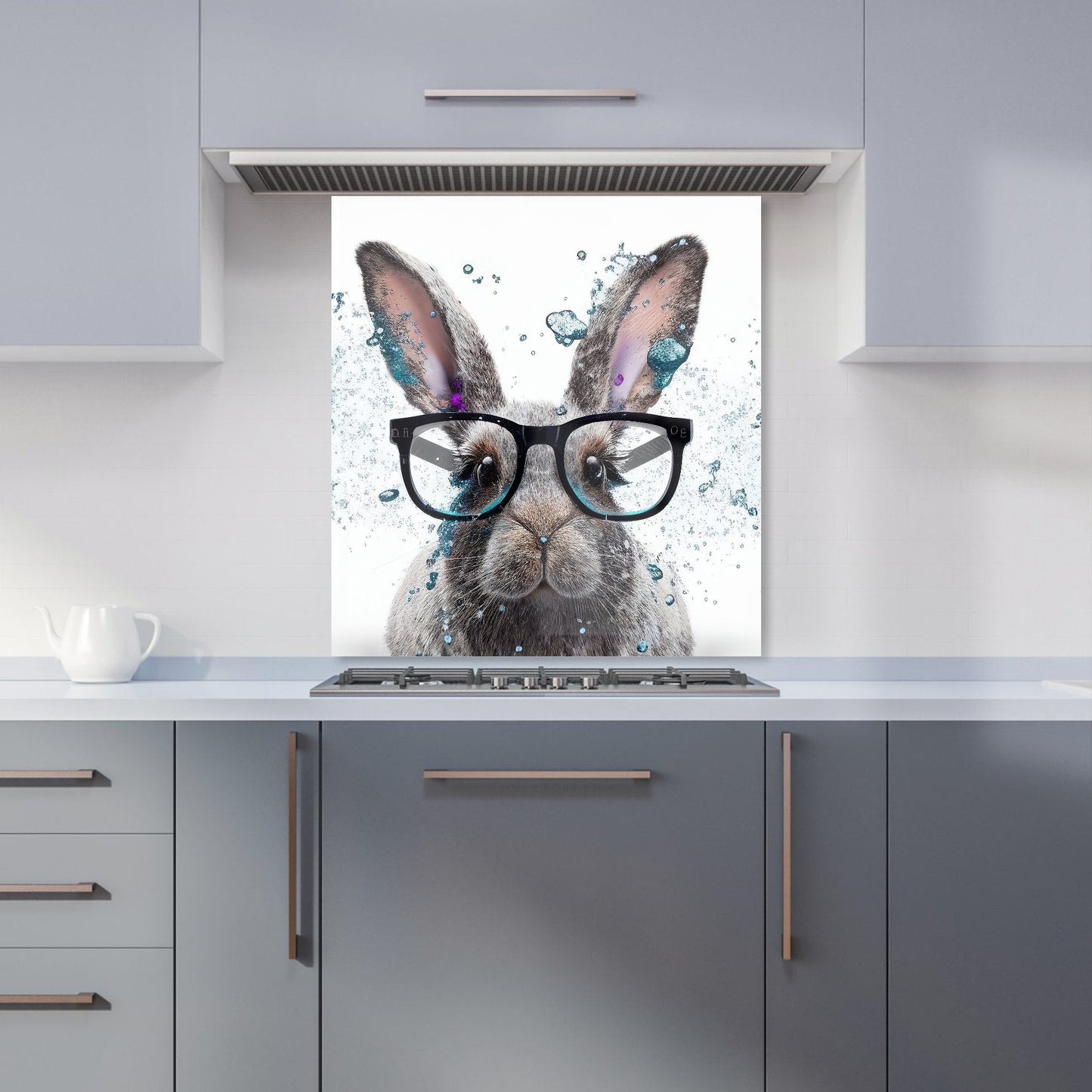 Rabbit With Glasses Splashart Kitchen Splashback