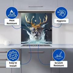 Stag With Glasses Splashart Kitchen Splashback