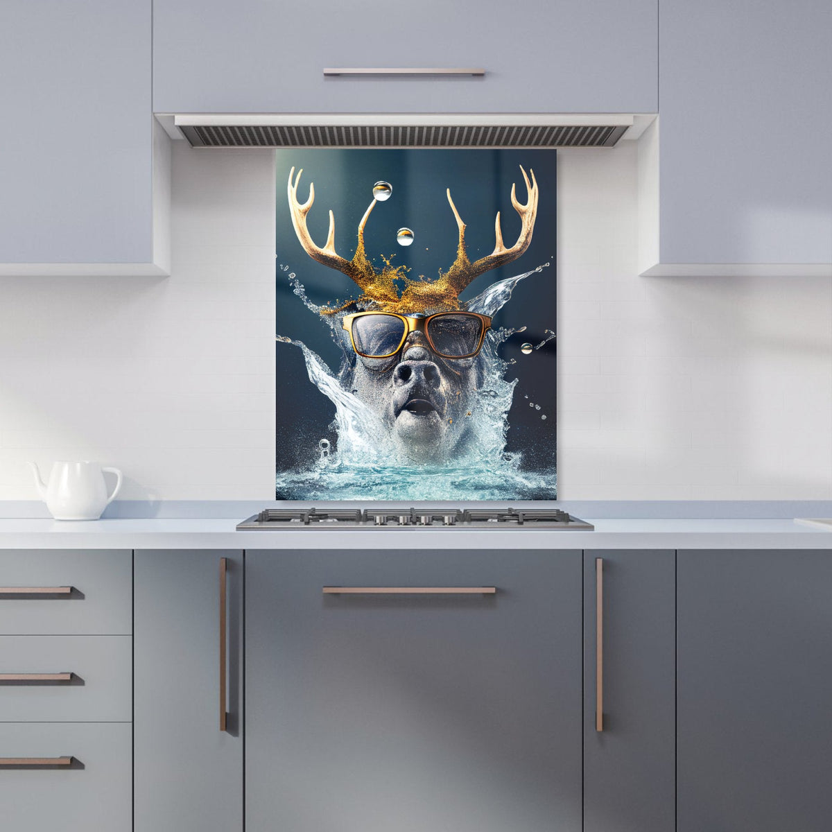 Stag With Glasses Splashart Kitchen Splashback