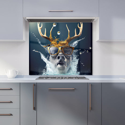 Stag With Glasses Splashart Kitchen Splashback