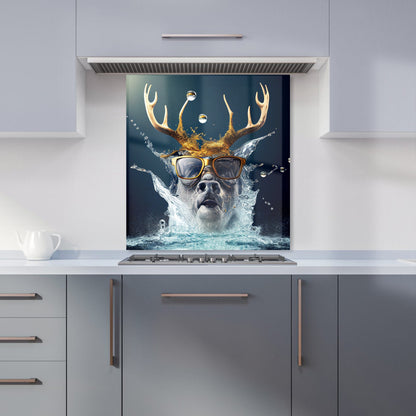 Stag With Glasses Splashart Kitchen Splashback