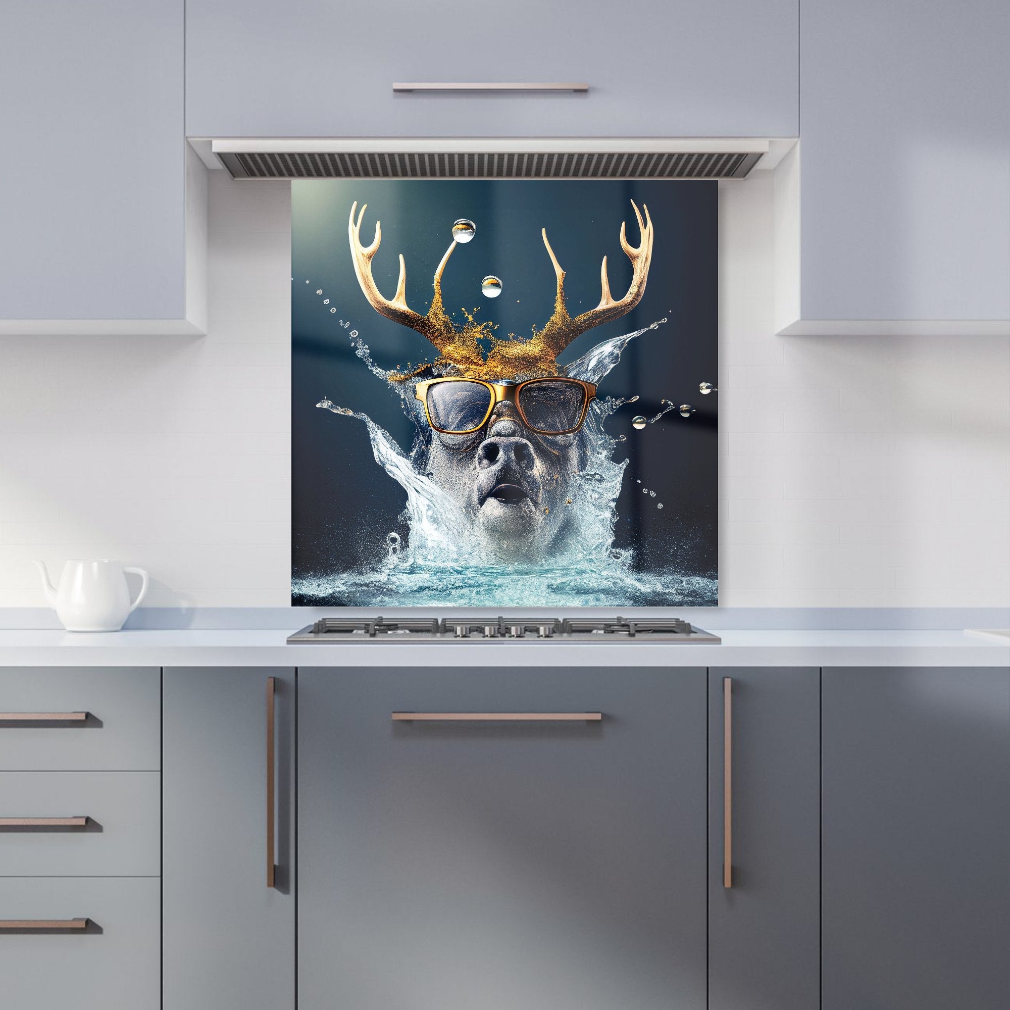 Stag With Glasses Splashart Kitchen Splashback