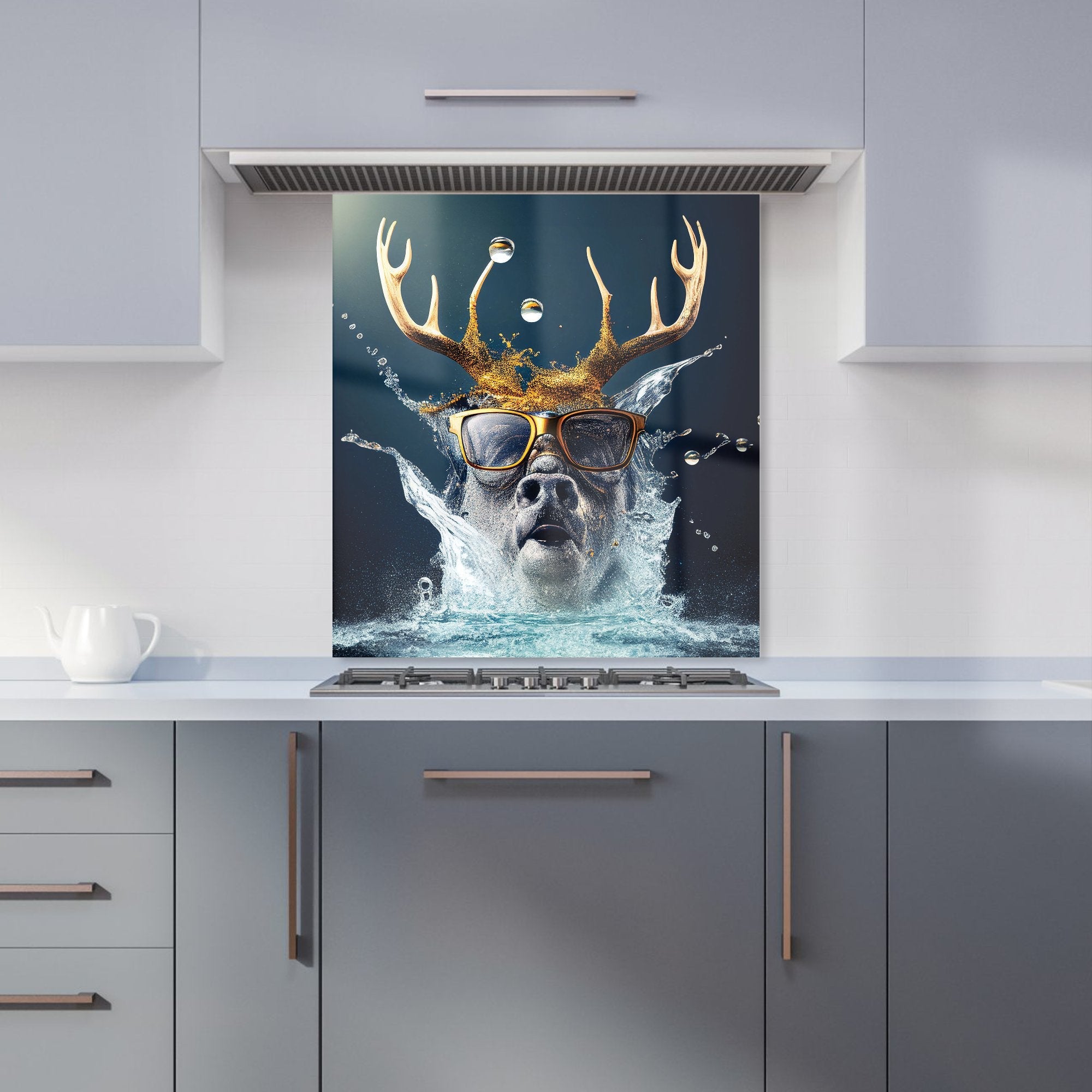 Stag With Glasses Splashart Kitchen Splashback