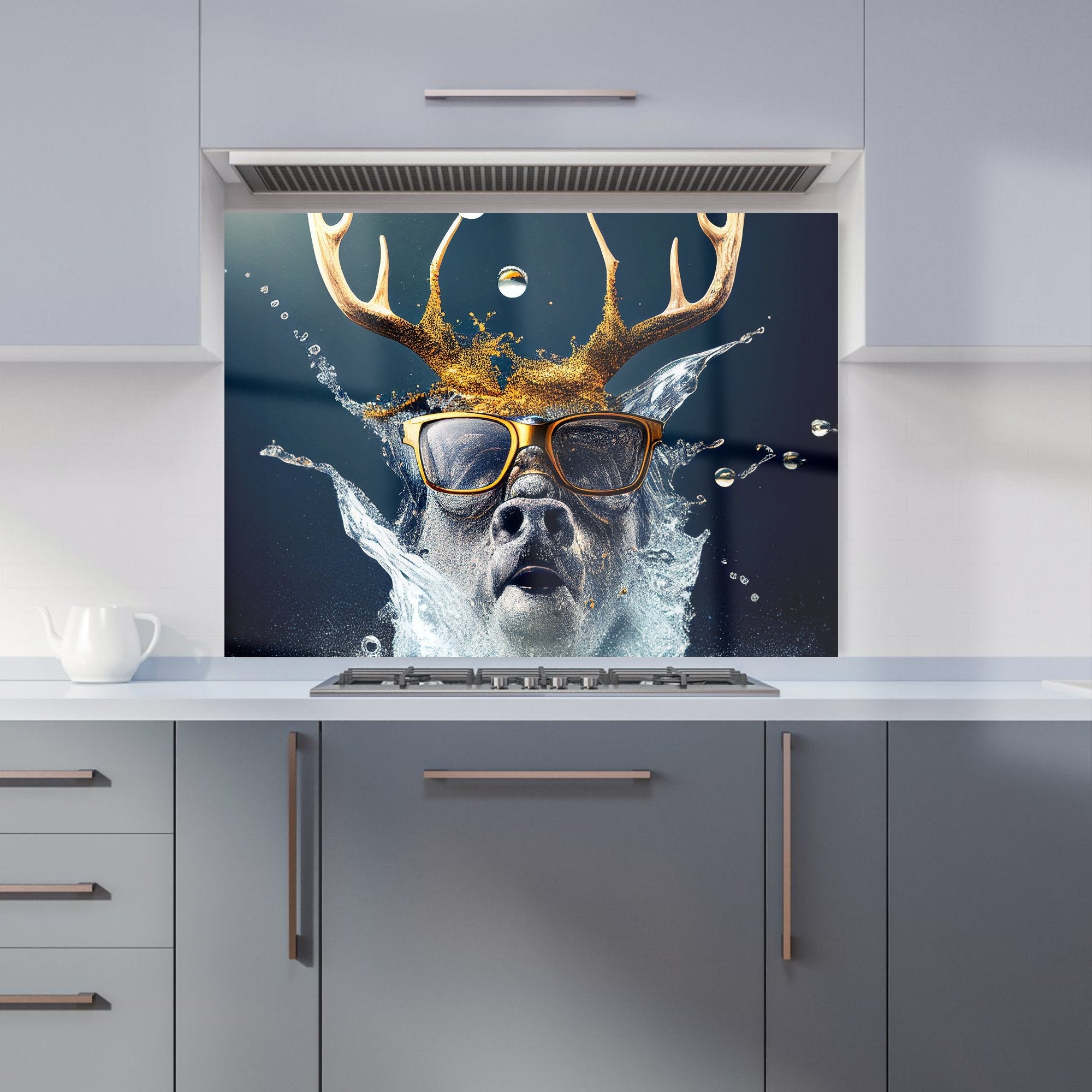 Stag With Glasses Splashart Kitchen Splashback