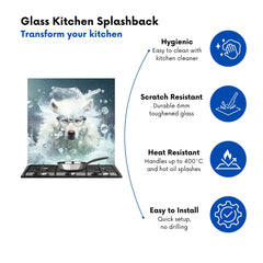 White Wolf With Glasses Splashart Kitchen Splashback