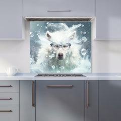 White Wolf With Glasses Splashart Kitchen Splashback