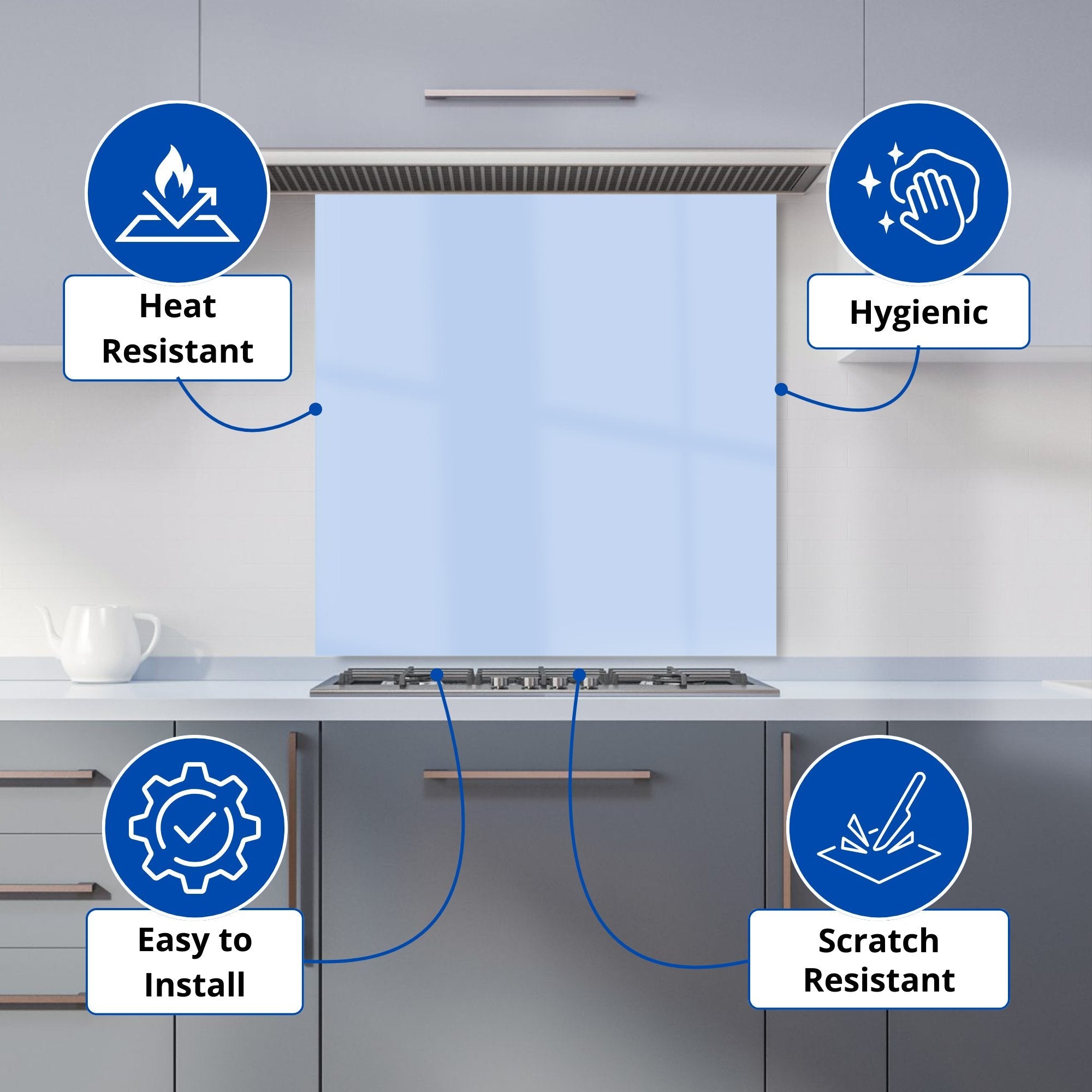 Pale Cornflour Blue Kitchen Splashback