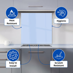 Pale Cornflour Blue Kitchen Splashback