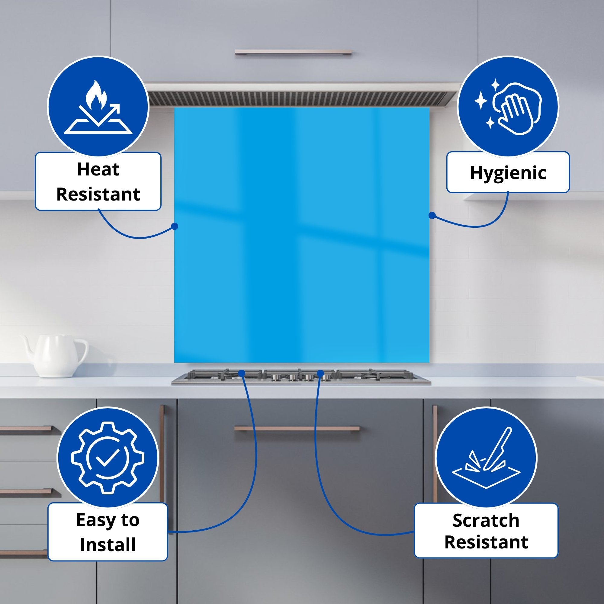 Electric Blue Kitchen Splashback