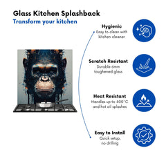 Gorilla Face Splashart Kitchen Splashback