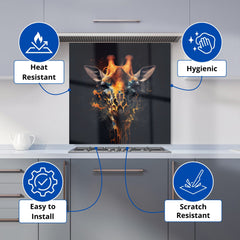 Golden Giraffe Face Splashart Kitchen Splashback